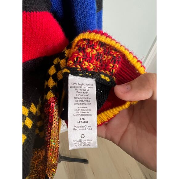 Men's Holiday Time T-Rex Sequined Ugly Sweater - Picture 5 of 7